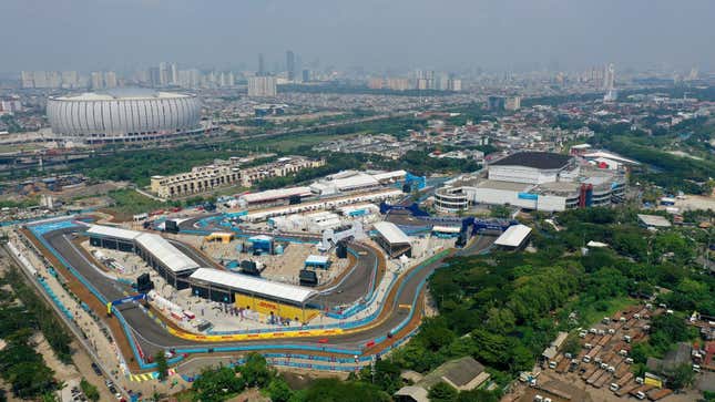 An aerial shot of the Jakarta E-Prix 2022 lap